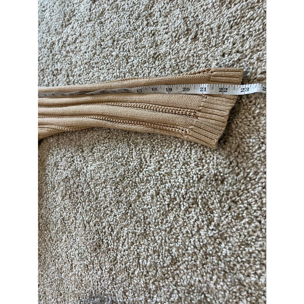 Chaps Cotton Collar Cable Knit Cardigan Petite XL Cottagecore Coastal Tan - Picture 6 of 6